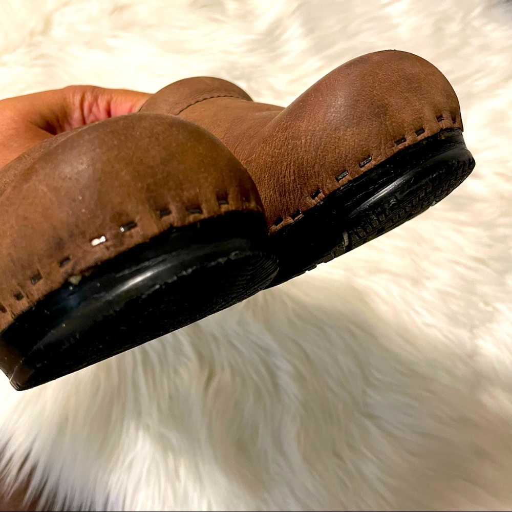 Bjorndals Unisex Brown/Black Leather Top Slip On Clogs Size 10 New with defect. - Picture 12 of 15